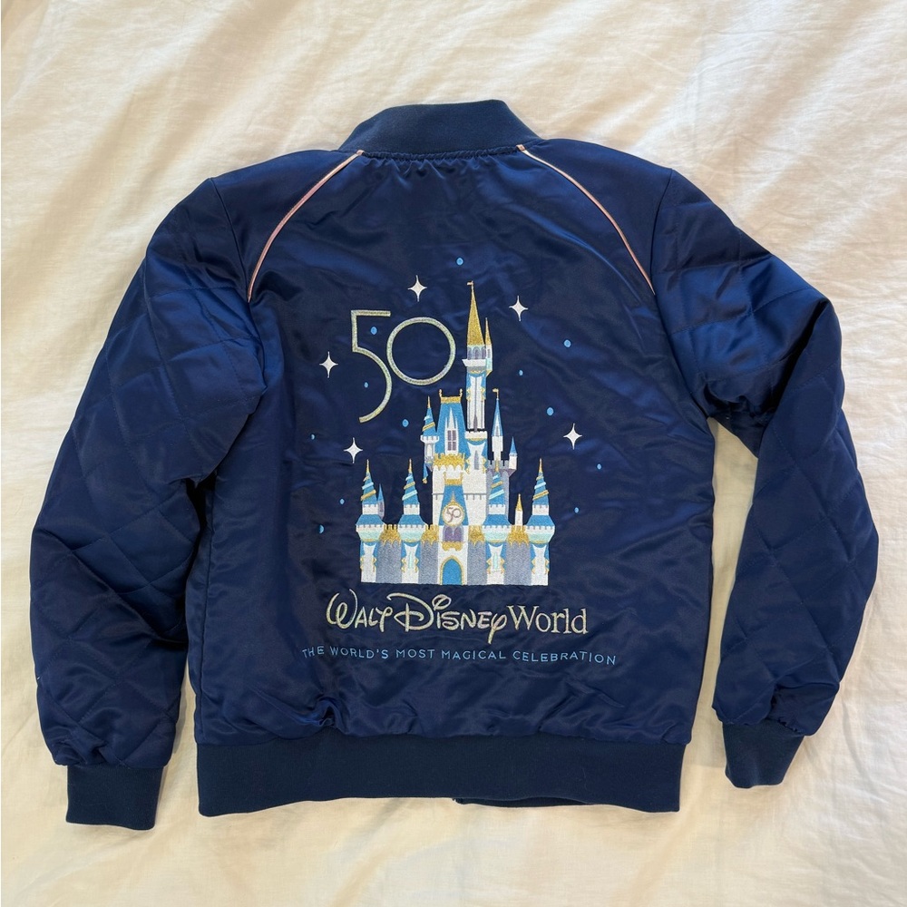 Walt Disney World 50th Anniversary Quilted Bomber Jacket XS (Oversized)